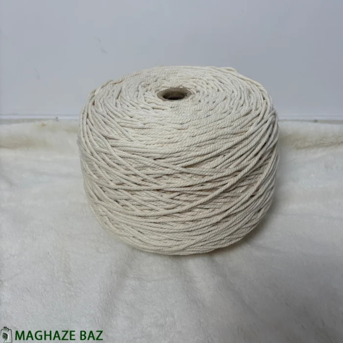 نخ مکرومه رنگ شیری 3و4 میل 250 گرمی - Image 4
