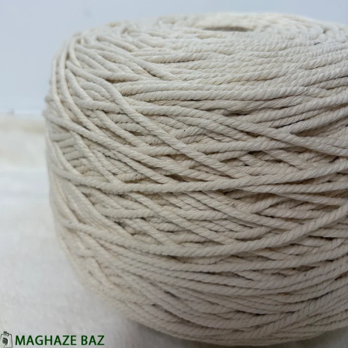 نخ مکرومه رنگ شیری 3و4 میل 250 گرمی - Image 3