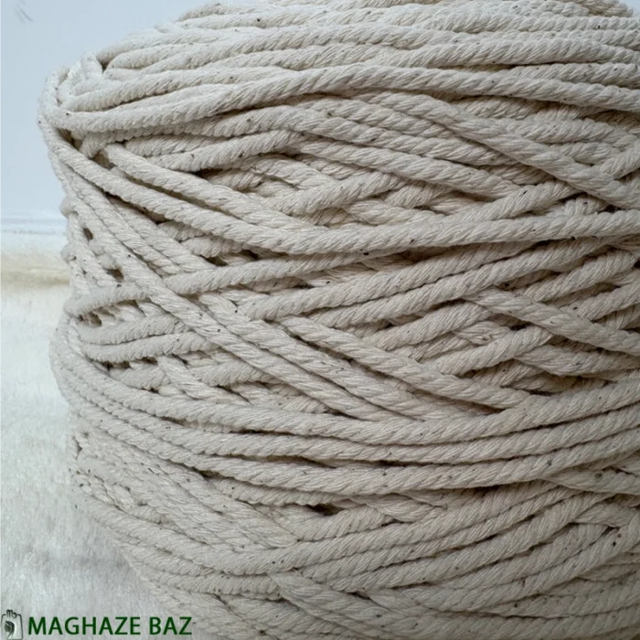 نخ مکرومه رنگ شیری 3و4 میل 250 گرمی - Image 6