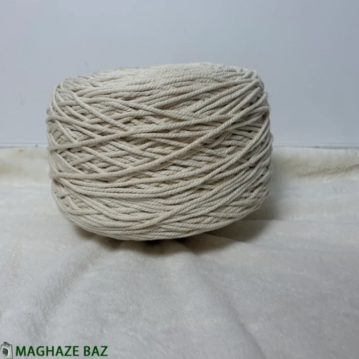 نخ مکرومه رنگ شیری 3و4 میل 250 گرمی - Image 8