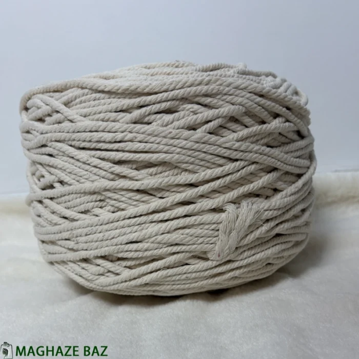 نخ مکرومه رنگ شیری 3و4 میل 250 گرمی - Image 9