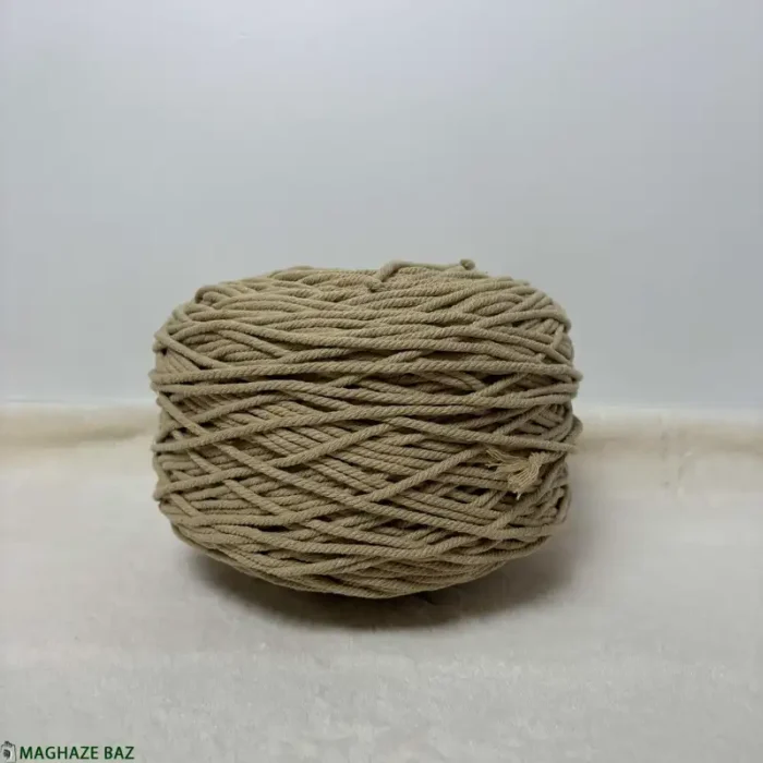 نخ مکرومه رنگ کرم قهوه ای 250 گرمی - Image 4