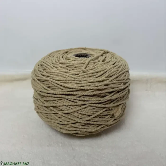 نخ مکرومه رنگ کرم قهوه ای 250 گرمی - Image 3