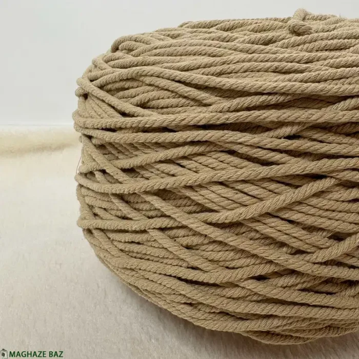 نخ مکرومه رنگ کرم قهوه ای 250 گرمی - Image 2