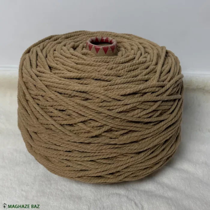 نخ مکرومه رنگ کرم بیسکوِیتی 250 گرمی - Image 3
