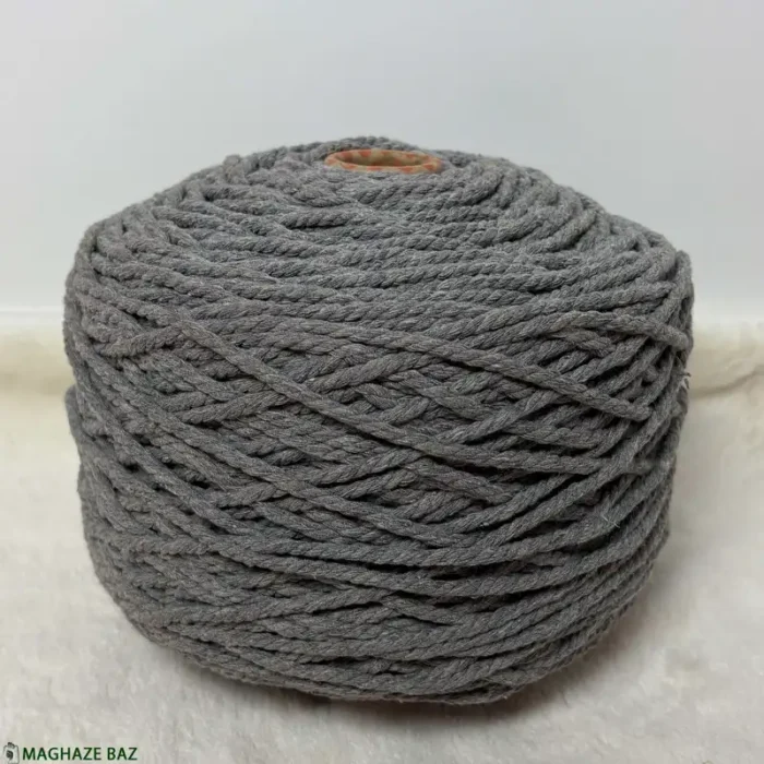 نخ مکرومه رنگ طوسی روشن 250 گرمی - Image 4