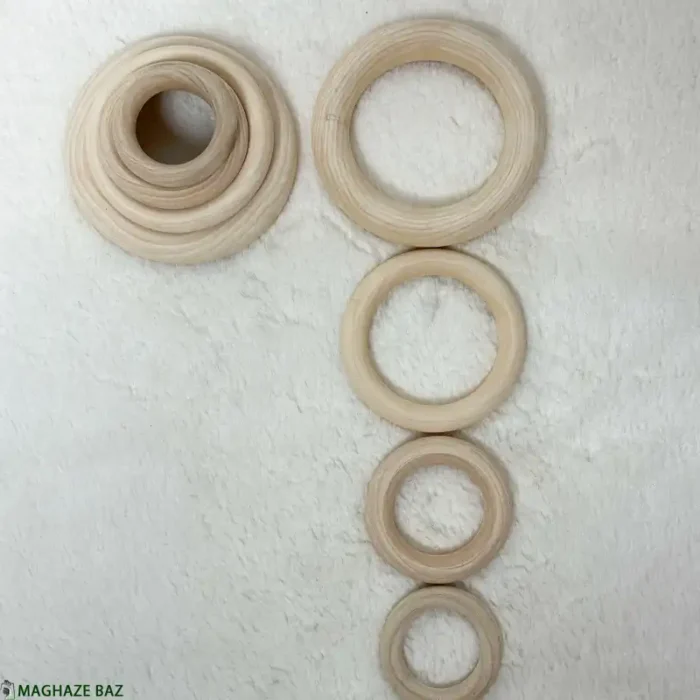 حلقه چوبی خراطی شده بسته 5 عددی در سایزهای مختلف - Image 8