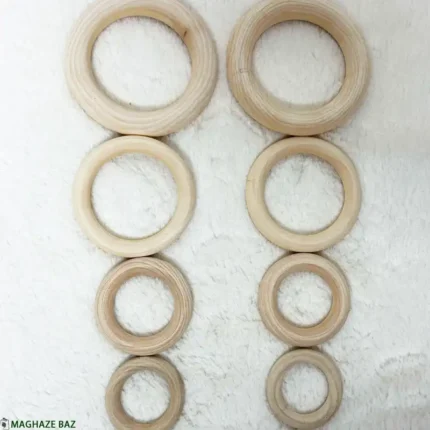حلقه چوبی خراطی شده بسته 5 عددی در سایزهای مختلف