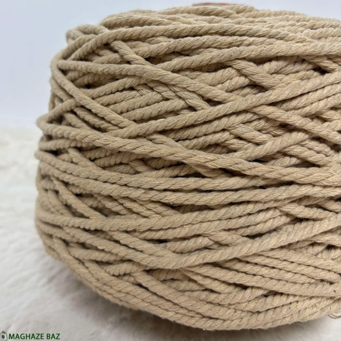 نخ مکرومه بافی رنگ کرم روشن 250 گرمی - Image 3