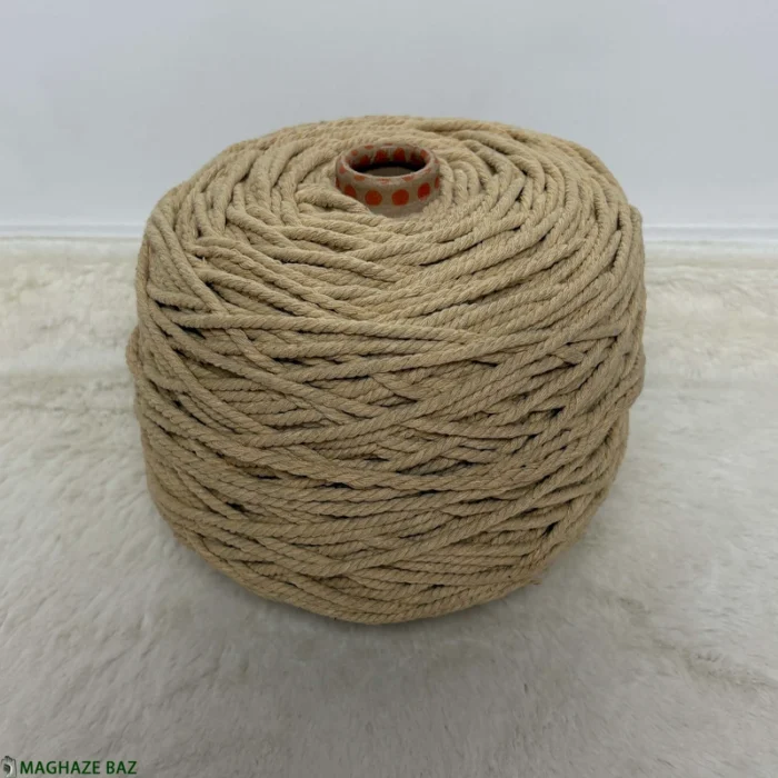 نخ مکرومه بافی رنگ کرم روشن 250 گرمی - Image 4